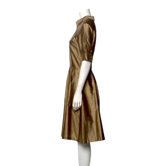 D&G Gold Brown Metallic Silk A-Line Dress - Picture 2 of 6
